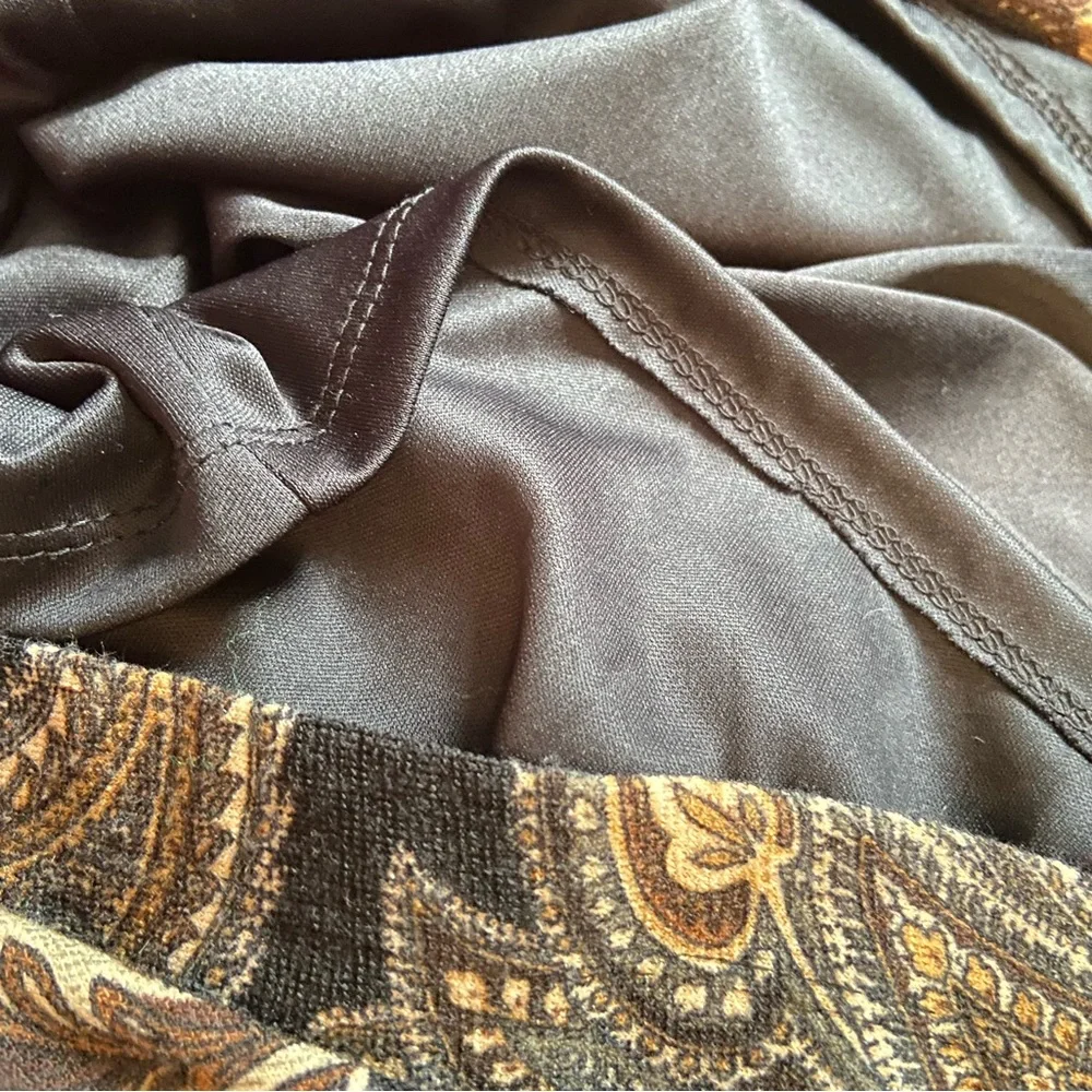 Sandra Darren Black and Brown Paisley 3/4 Sleeve Dress - Picture 8 of 8